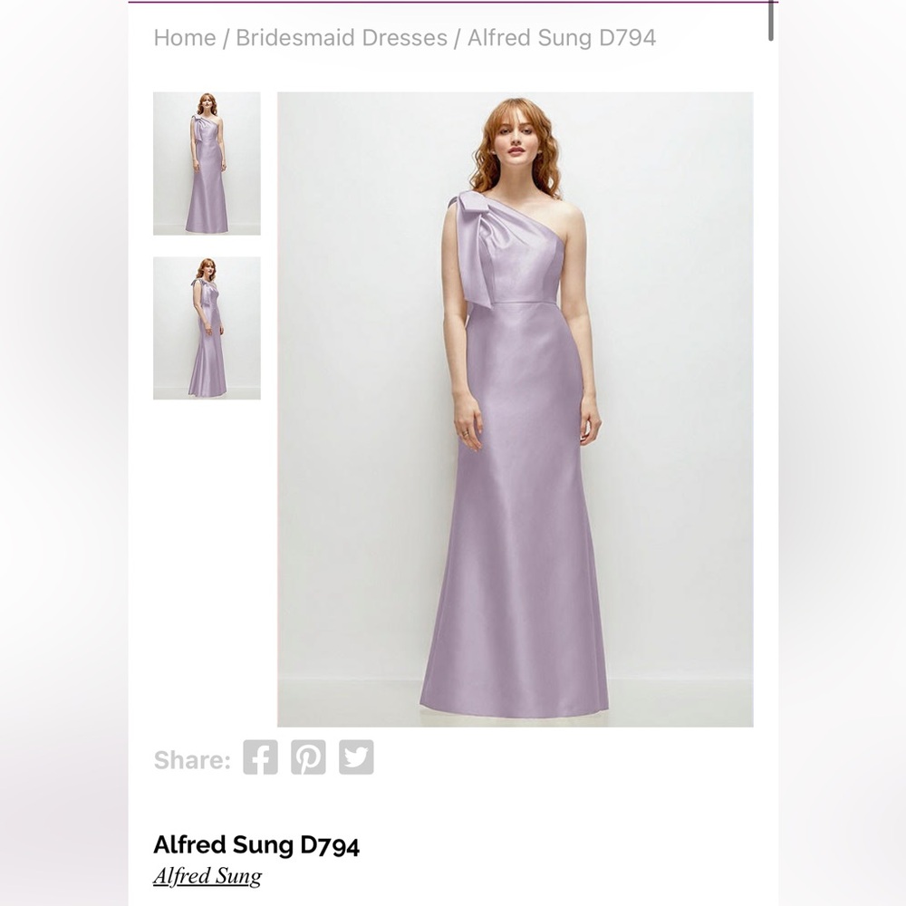 ALFRED SUNG Lavender One-Shoulder Maxi Dress D794 Lilac Haze